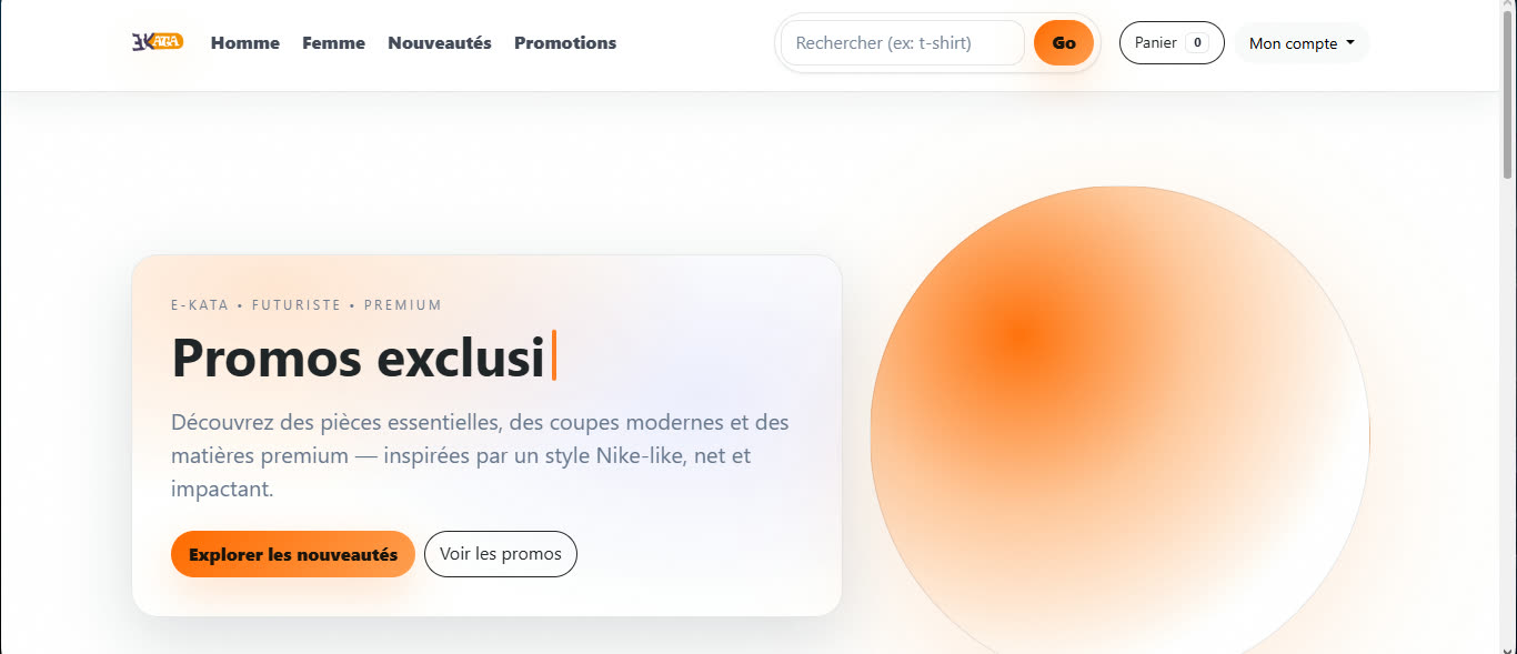 Interface du projet e-commerce E-Kata