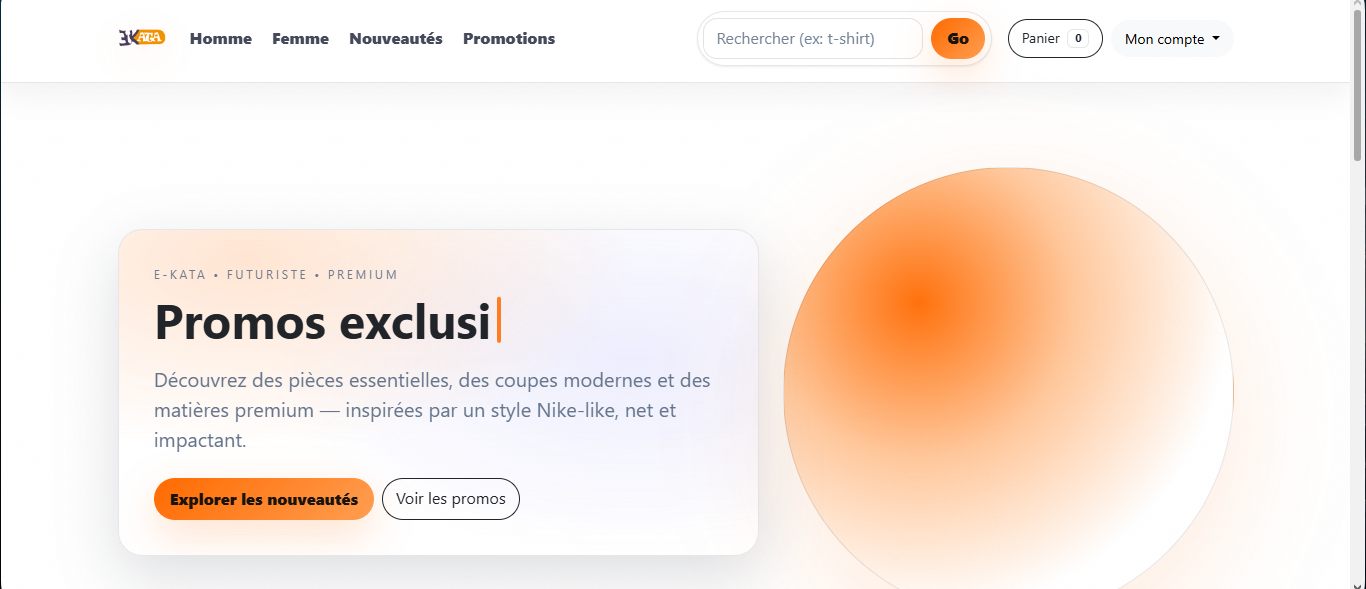 Interface du projet e-commerce E-Kata